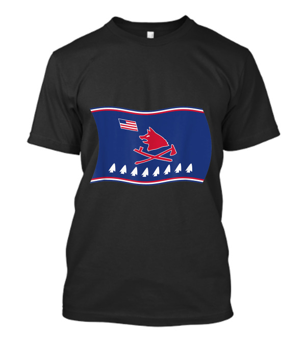 Flag Of The Pawnee Native American Indians Nebraska Caddoan Wolf And Crossed Tomahawks With Arrows T-Shirt