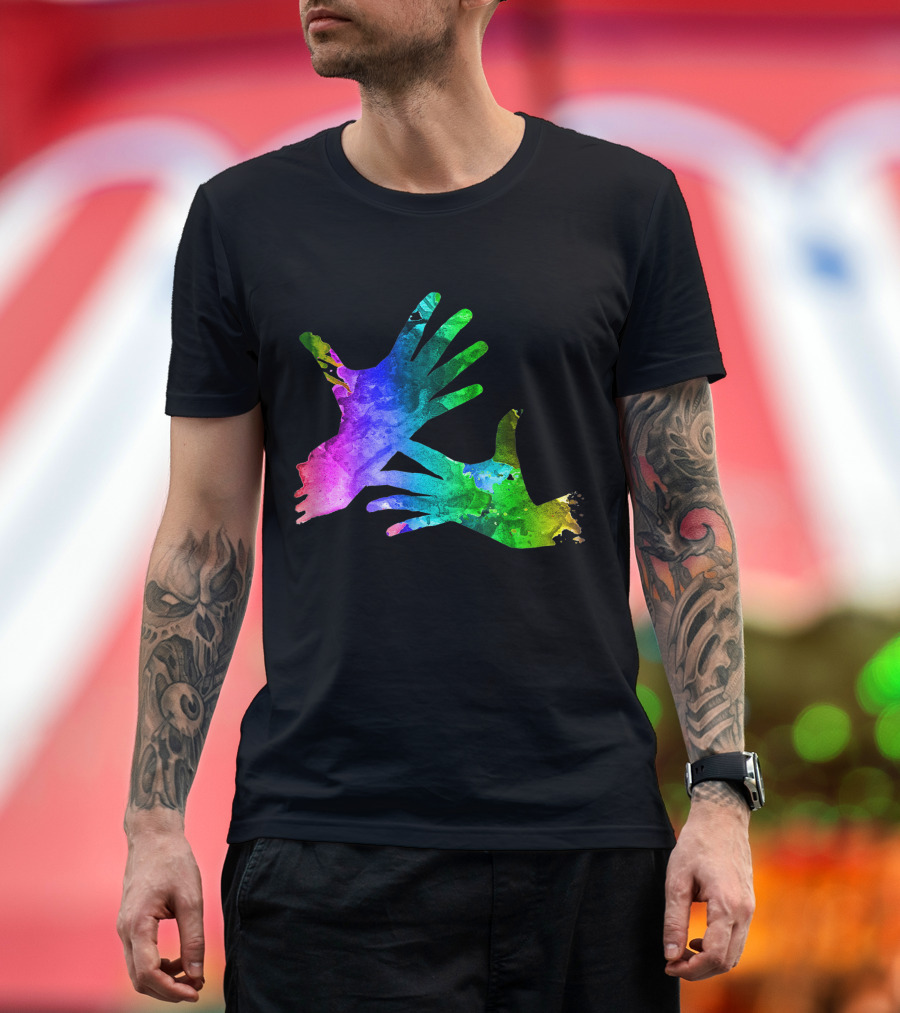 Express Yourself ASL Poetry with Colorful Hand T-Shirt