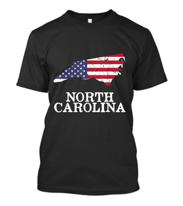 North Carolina Map American Flag Fourth Of July T-Shirt