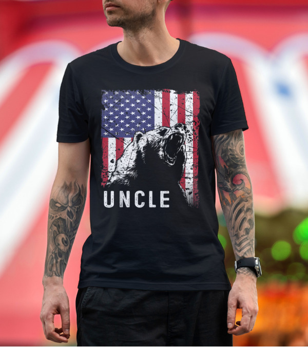 Retro Distressed Uncle Bear American Flag T-Shirt