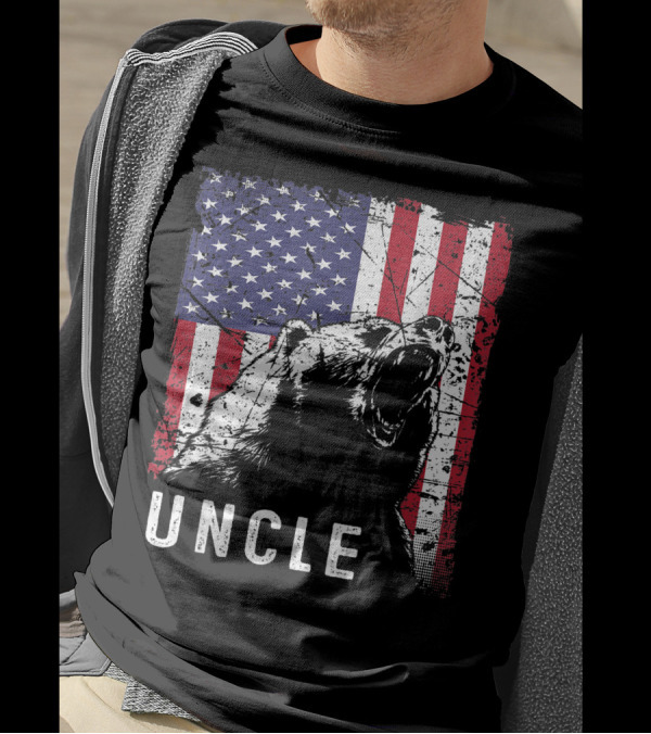 Retro Distressed Uncle Bear American Flag T-Shirt