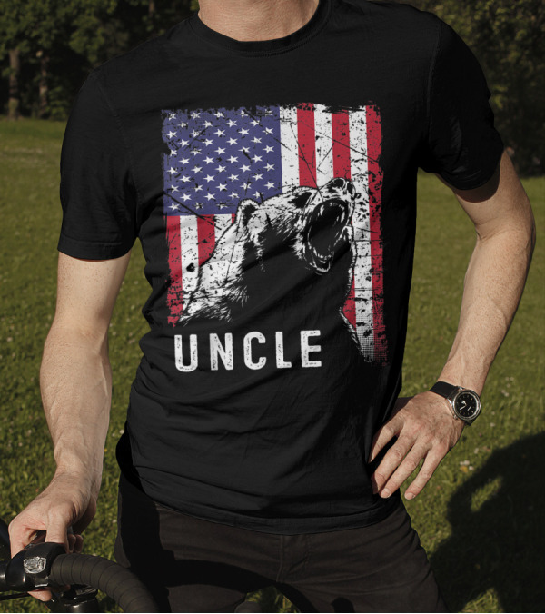Retro Distressed Uncle Bear American Flag T-Shirt