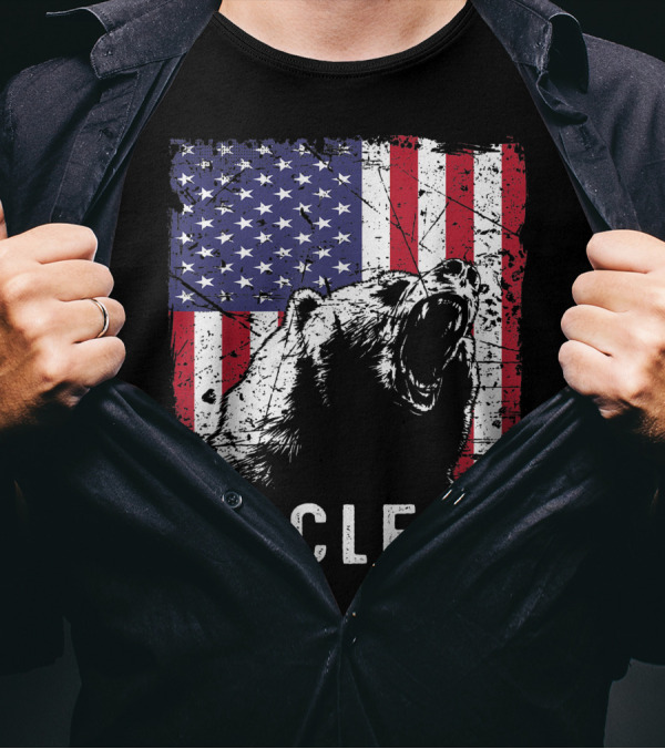 Retro Distressed Uncle Bear American Flag T-Shirt