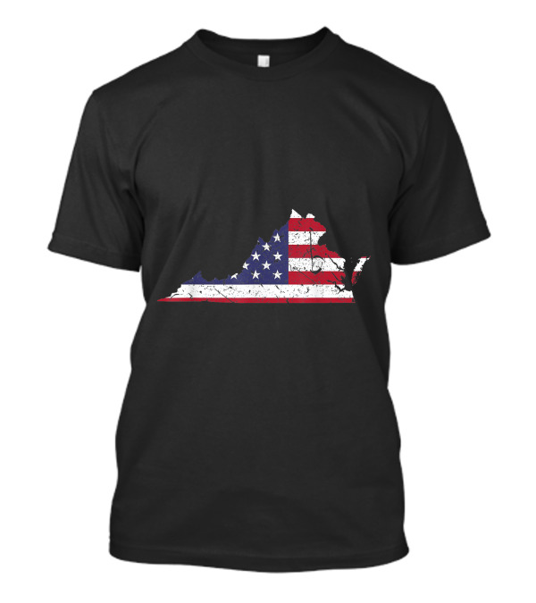 Virginia State Map With American Flag 4th Of July Pride T-Shirt