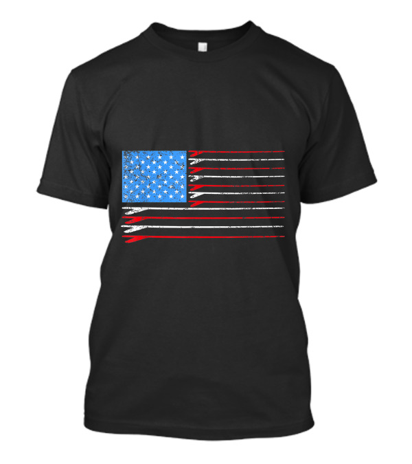 American Flag Surfboard Stripes Surfer T-Shirt