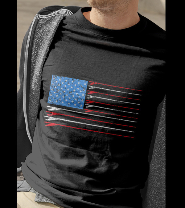 American Flag Surfboard Stripes Surfer T-Shirt