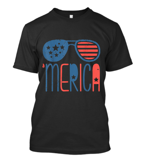 Merica American Flag Stars And Stripes Aviators Toddler 4th Of July T-Shirt