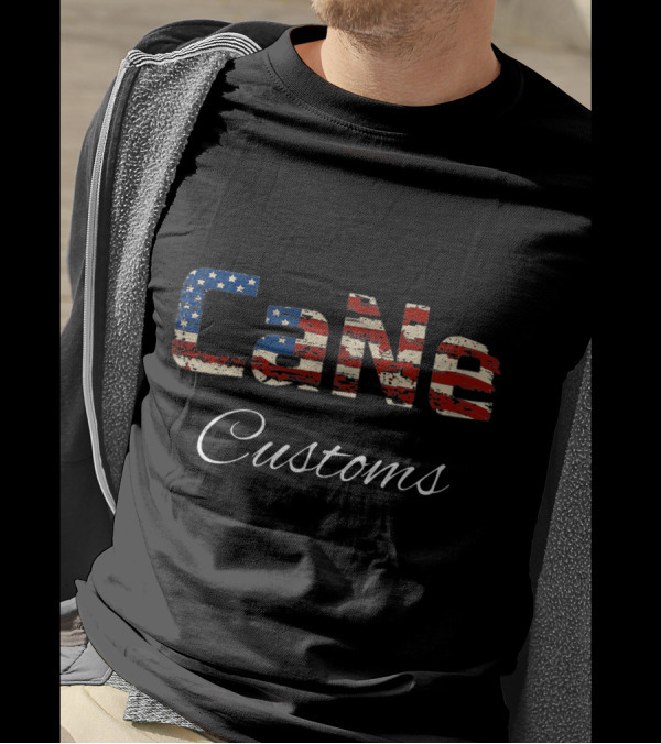 Cane Customs American Flag Font T-Shirt