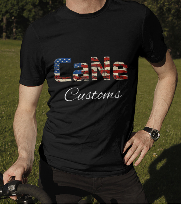 Cane Customs American Flag Font T-Shirt