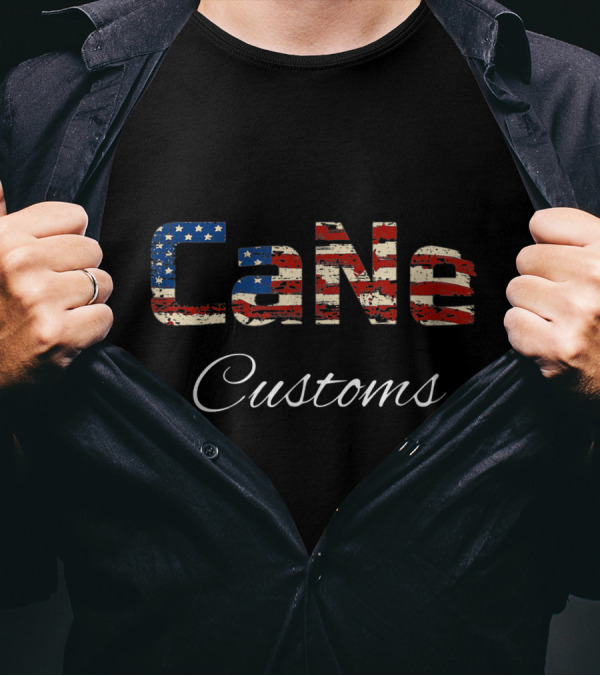 Cane Customs American Flag Font T-Shirt