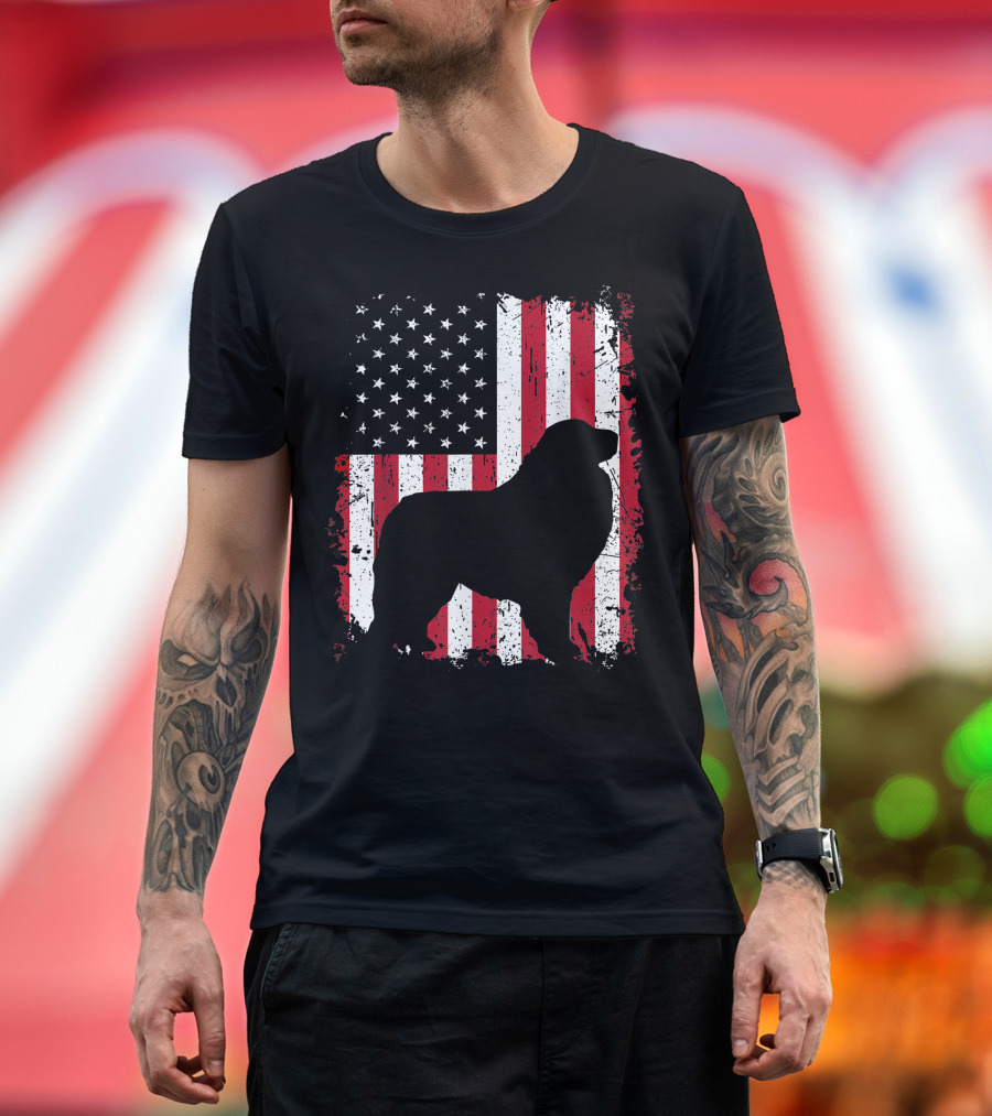 Great Pyrenees 4th of July American USA Flag Dog T-Shirt