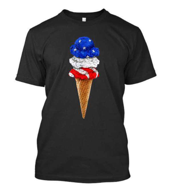 Ice Cream Cone Scoops American Flag 4th Of July T-Shirt