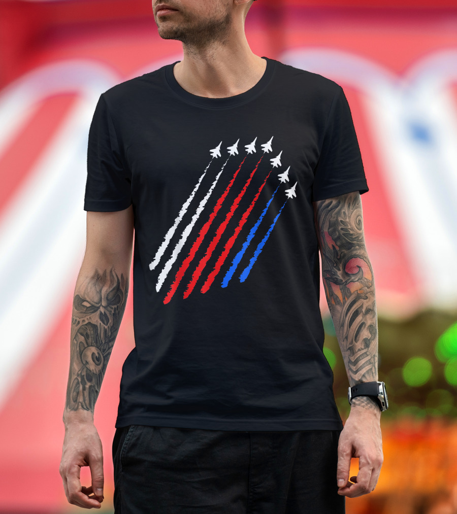 4th Of July Independence Day American Flag Jets T-Shirt