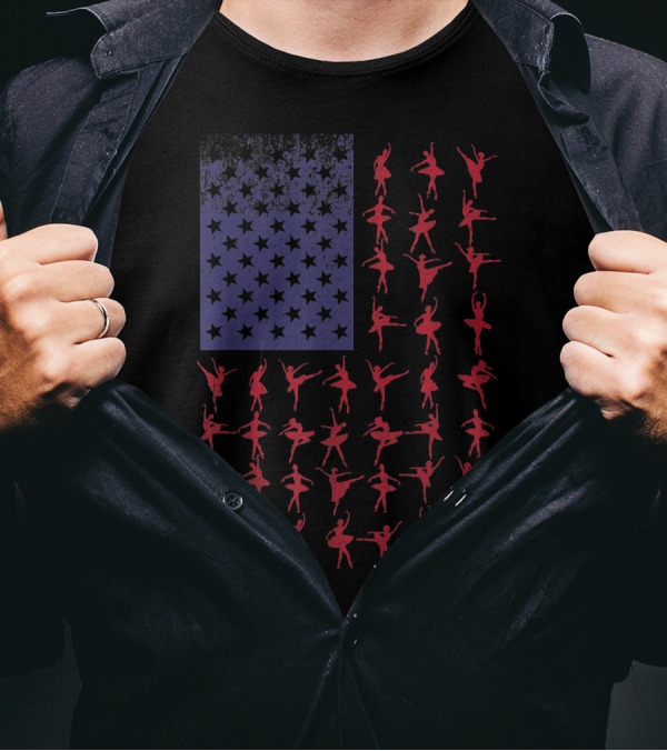 Ballet Dancer Kids American Flag July 4Th T-Shirt