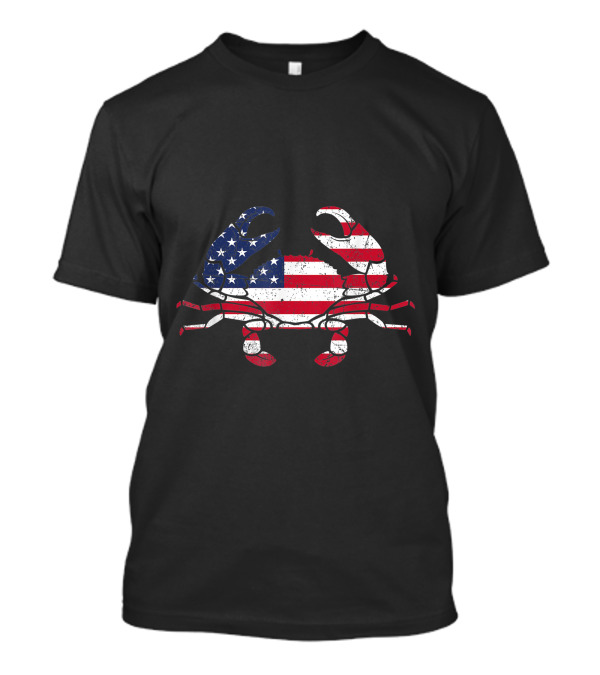 Crab Fisherman American Flag 4th Of July Patriotic Funny T-Shirt