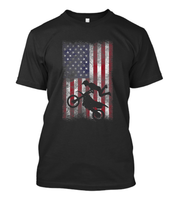 American Flag Motocross Stunt 4th Of July Patriotic T-Shirt