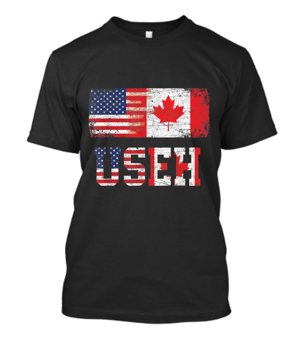 USEH Leaf Canadian American Flag Canada USA Flag T-Shirt