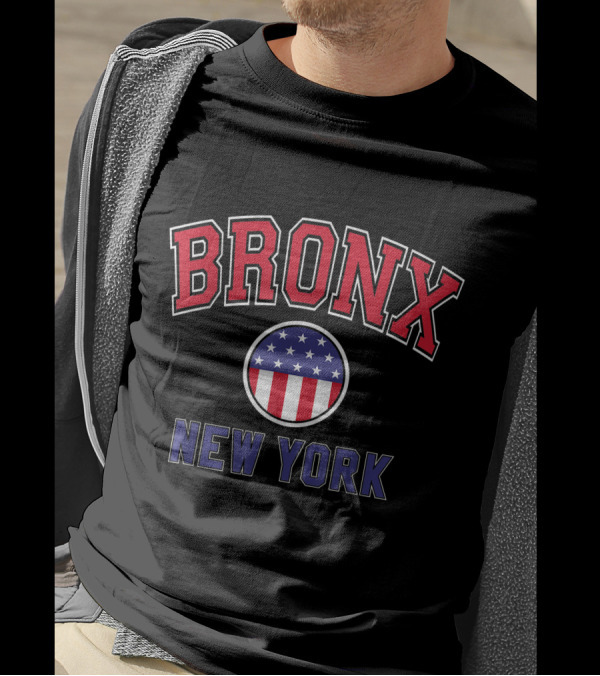 Bronx New York Varsity American Flag Circle T-Shirt