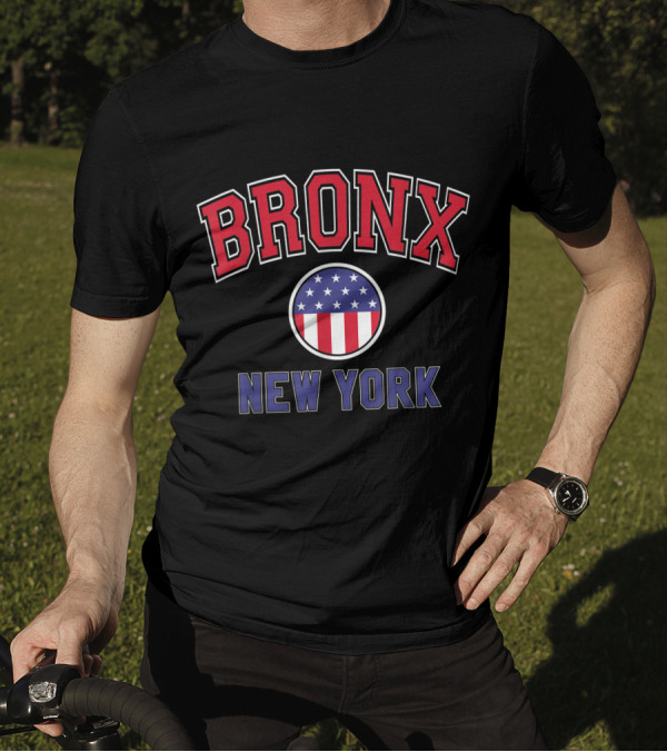 Bronx New York Varsity American Flag Circle T-Shirt