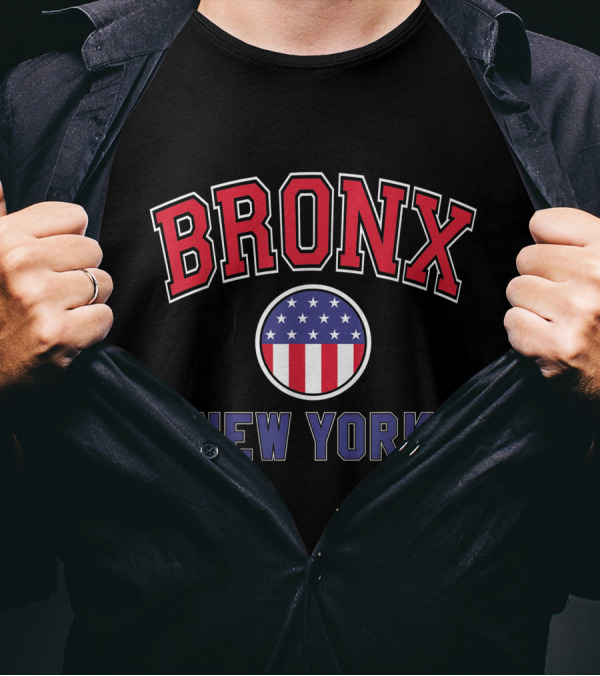 Bronx New York Varsity American Flag Circle T-Shirt