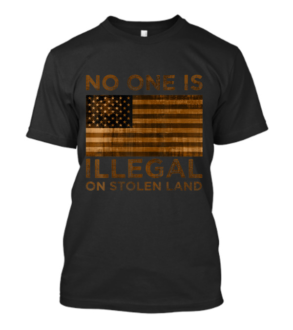 No One Is Illegal On Stolen Land American Flag T-Shirt