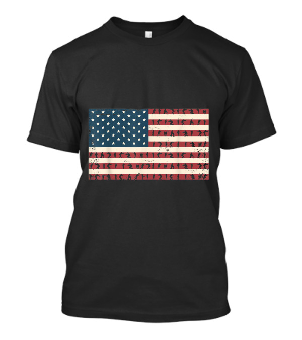 Vintage Distressed American Flag Veterans Silhouette 4th Of July T-Shirt