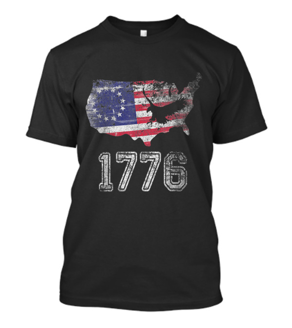 Betsy Ross American Flag 1776 USA Map Eagle Fourth Of July T-Shirt