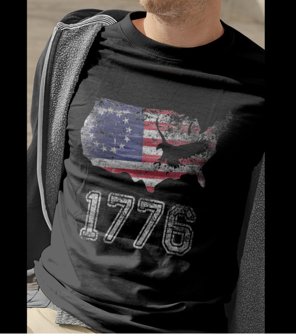 Betsy Ross American Flag 1776 USA Map Eagle Fourth Of July T-Shirt