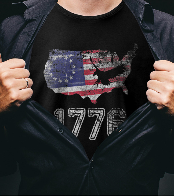 Betsy Ross American Flag 1776 USA Map Eagle Fourth Of July T-Shirt