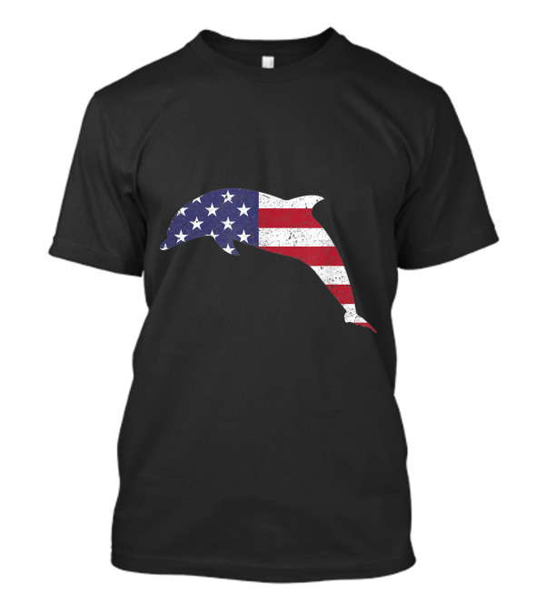 Patriotic Dolphin American Flag 4Th Of July T-Shirt