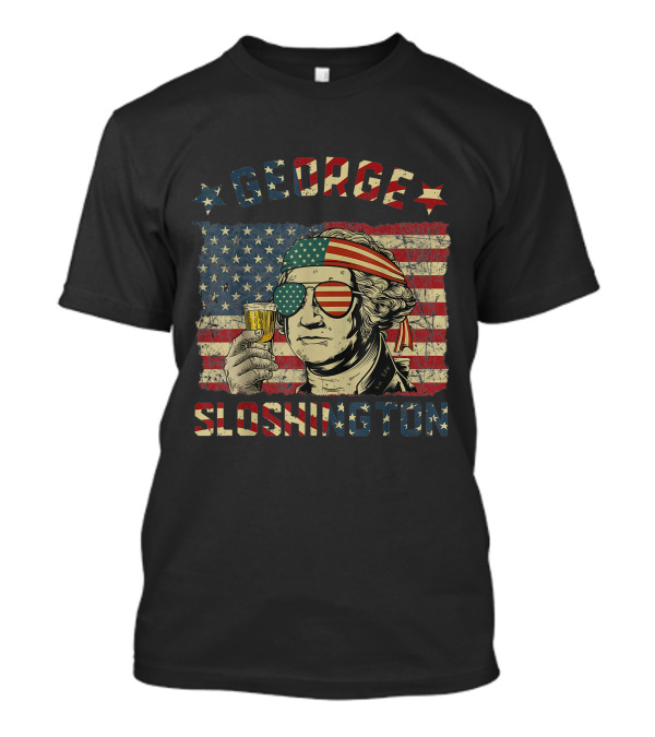 George Sloshington 4th Of July American Flag Aviator Glasses T-Shirt