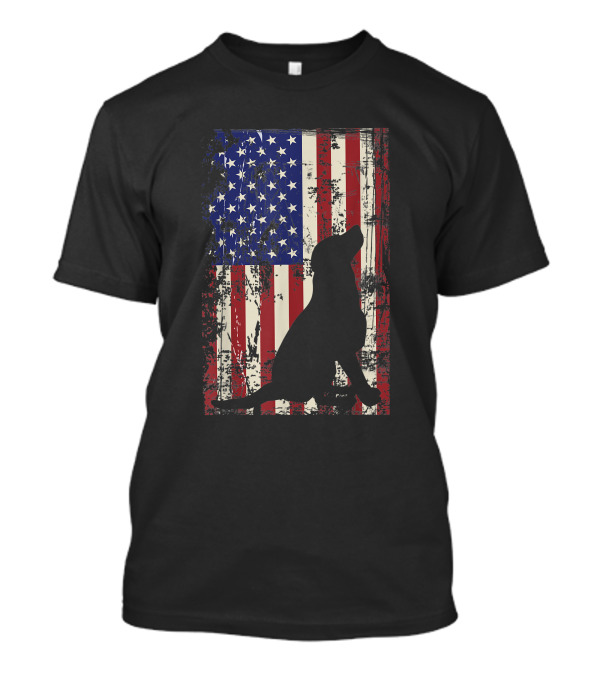 Patriotic Labrador Silhouette With American Flag For 4th Of July T-Shirt