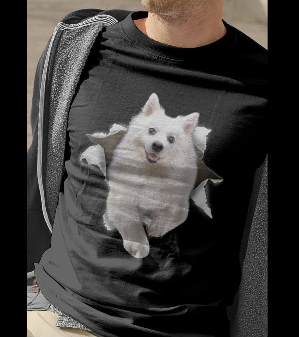 American Eskimo Dog Torn Peek Out T-Shirt