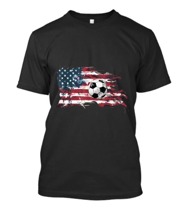 Vintage Soccer American Flag 4th Of July Fun T-Shirt