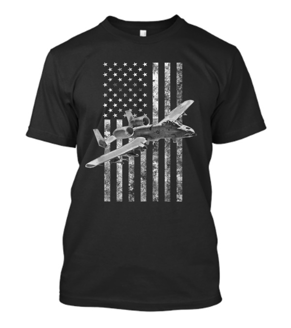 A 10 Thunderbolt II American Flag Warthog Aircraft T-Shirt