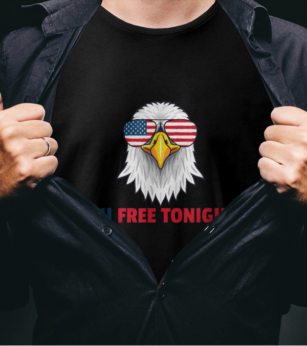 You Free Tonight Patriotic Eagle American Flag Glasses 4th Of July T-Shirt