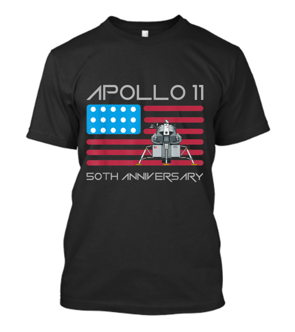 Apollo 11 50th Anniversary American Flag Moon Lander T-Shirt