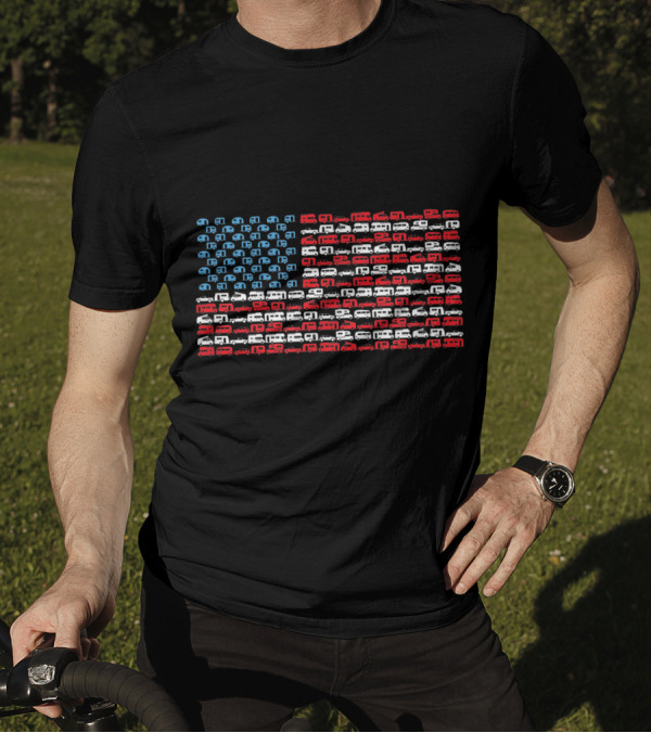 Retro RV Pattern With American Flag For Independence Day T-Shirt