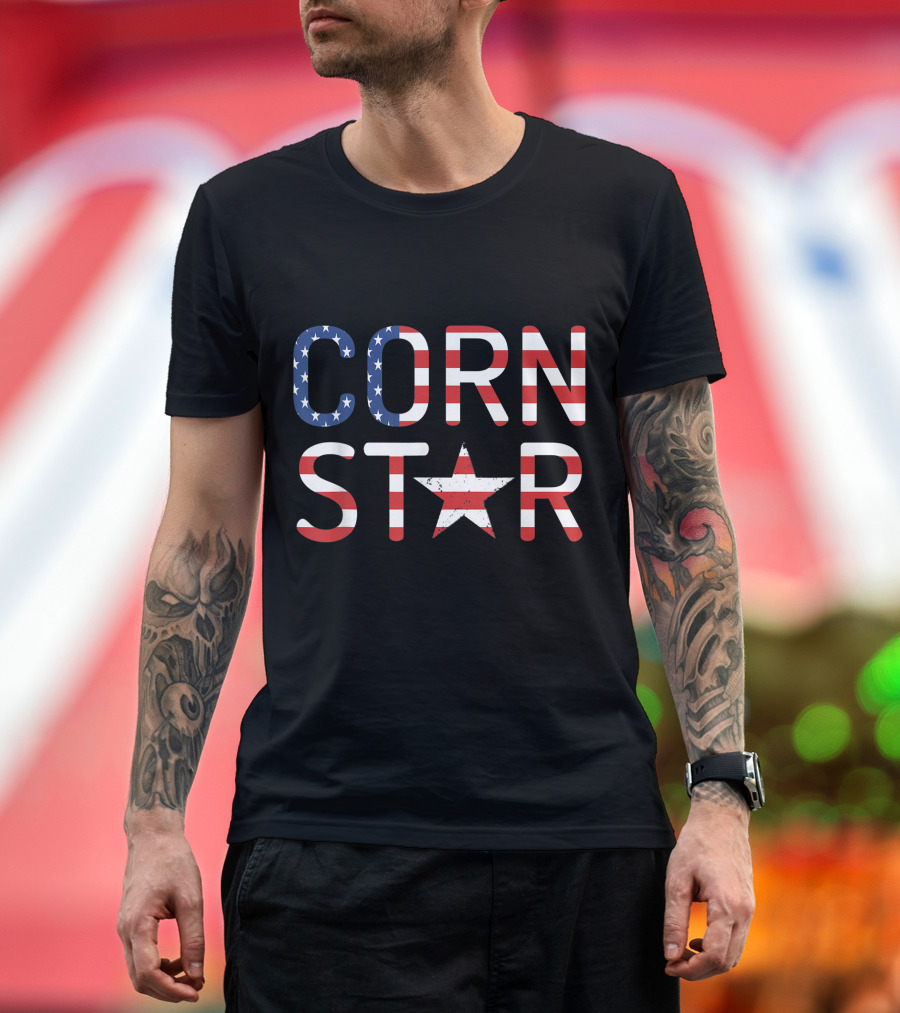 Proud Cornhole Player American Flag Corn Star T-Shirt