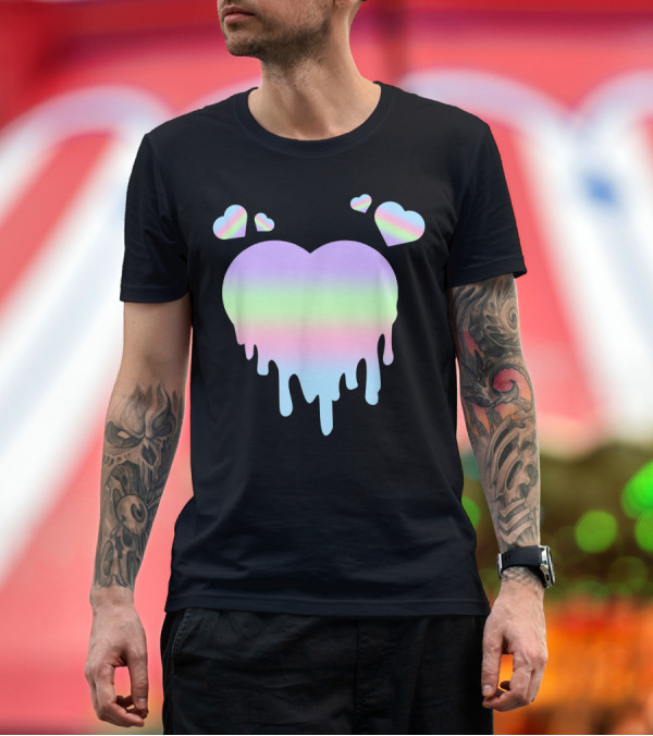 Premium T-Shirt: Pastel Goth Dripping Heart and Rainbow Hearts Gothic T-Shirt Pastel Goth Dripping Heart and Rainbow Hearts Gothic T-Shirt