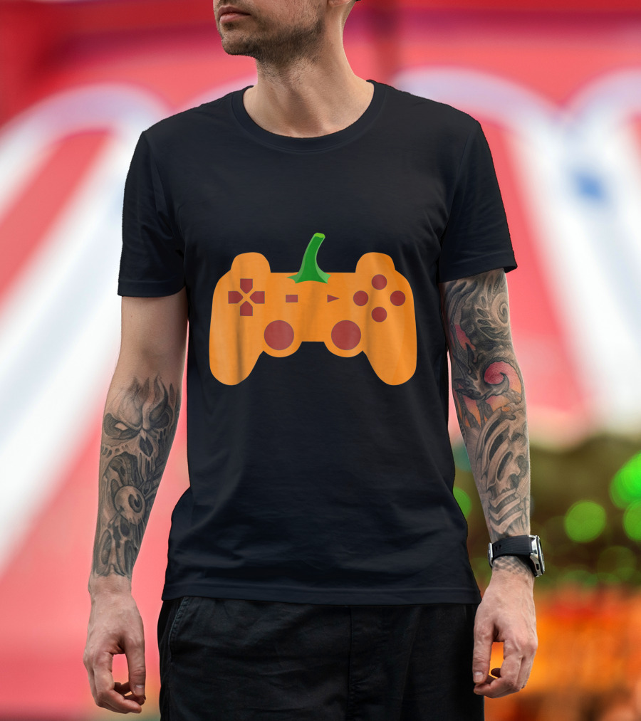 Halloween Gamer Pumpkin Controller Funny Costume T-Shirt