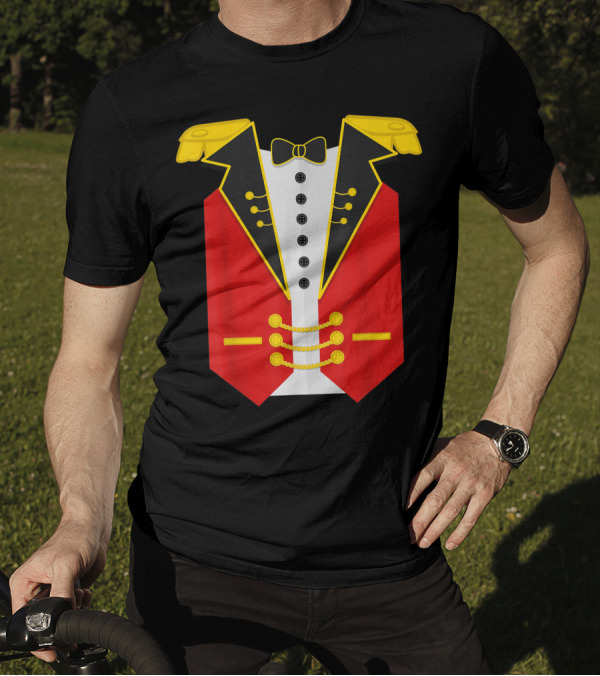 Ringmaster Costume Halloween Circus Outfit Style With Red Jacket And Gold Accents T-Shirt