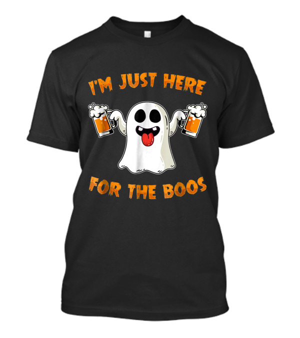I'm Just Here For The Boos Halloween Ghost Beer With Two Mugs T-Shirt
