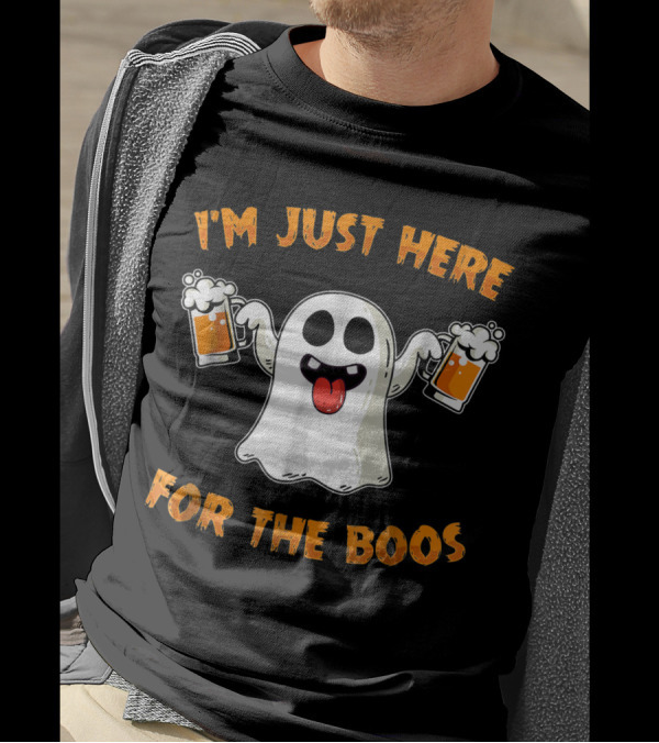 I'm Just Here For The Boos Halloween Ghost Beer With Two Mugs T-Shirt