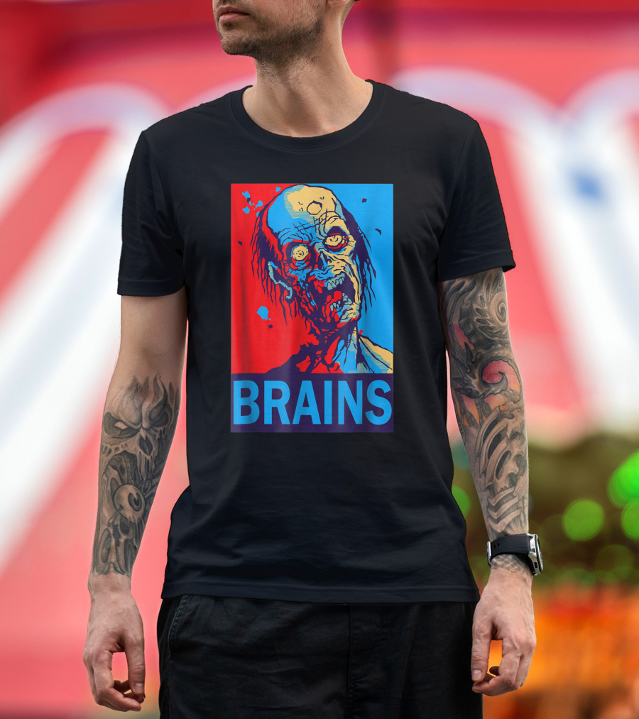 Halloween Zombie Brains Red Blue T-Shirt