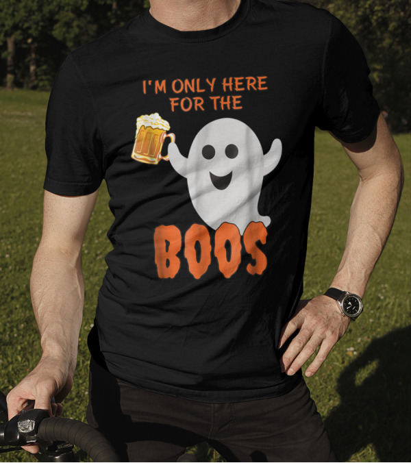 I'm Only Here For The Boos Ghost With Beer Mug T-Shirt
