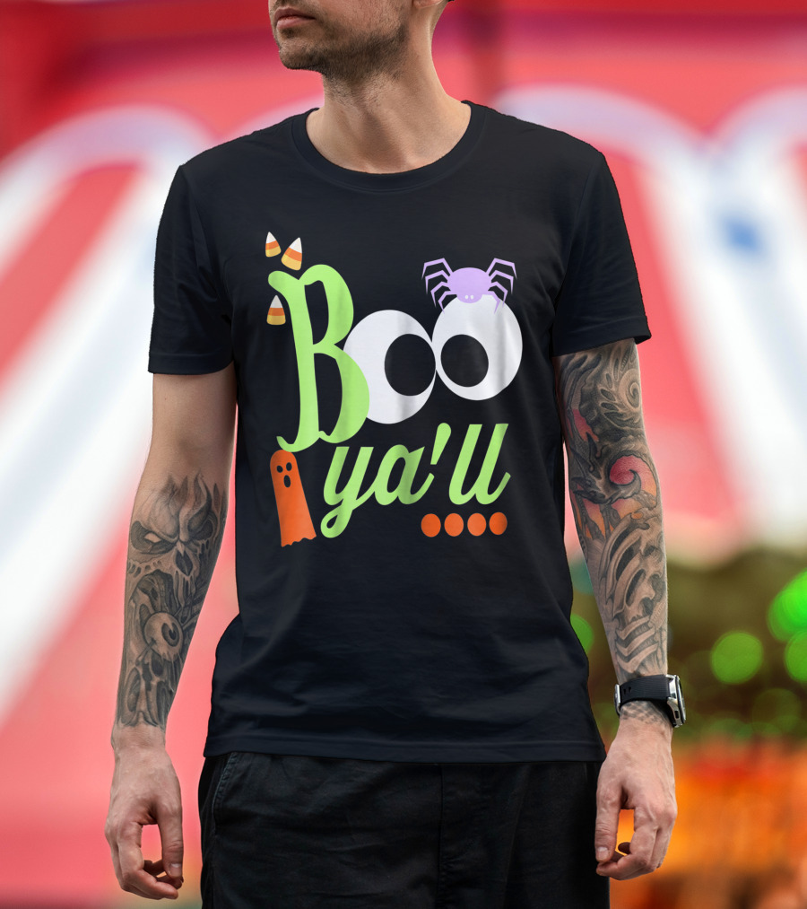 Boo Ya'll Fun Funny Southern Halloween Candy Corn Spider Ghost T-Shirt