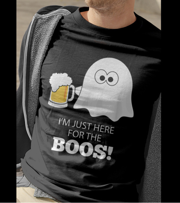I'm Just Here For The Boos Halloween Drinking Ghost And Beer T-Shirt