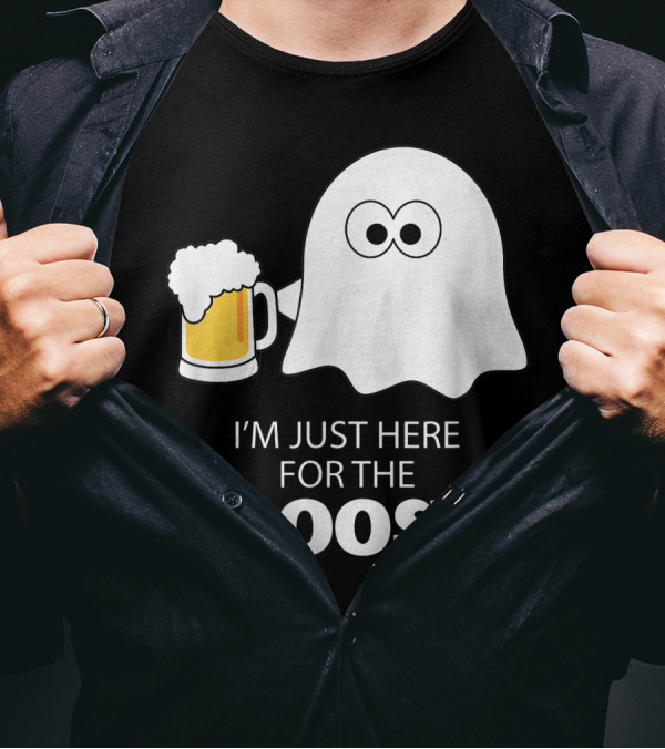 I'm Just Here For The Boos Halloween Drinking Ghost And Beer T-Shirt