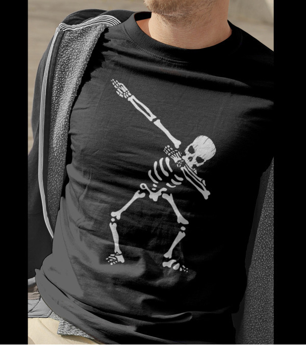 Dabbing Skeleton Funny Halloween Lazy Scary Costume T-Shirt